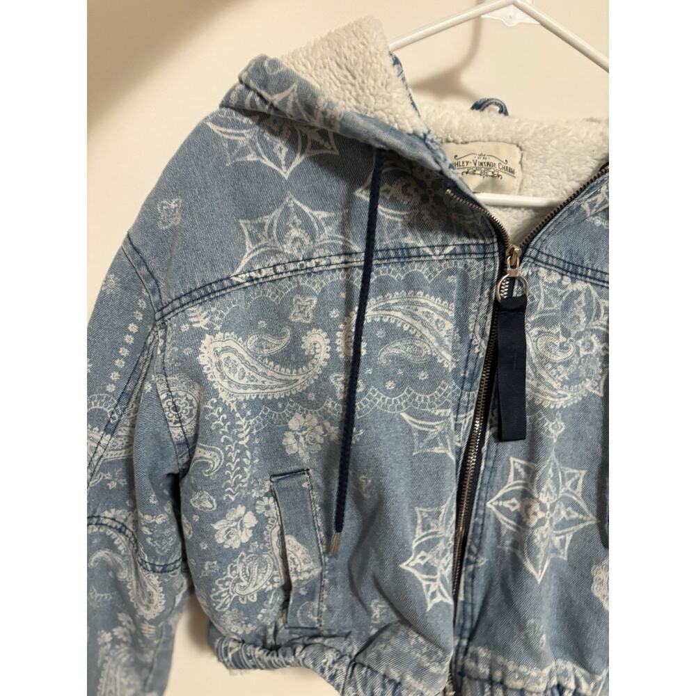 Ashley Vintage Charm Women’s Cropped Sherpa Lined Jacket Size Xl